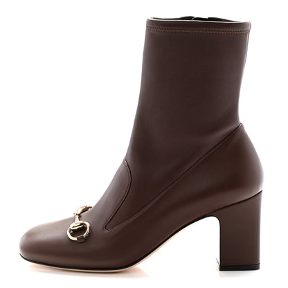 Gucci Nappa Horsebit Ankle Boots 38 New Chocolate 1 of 9