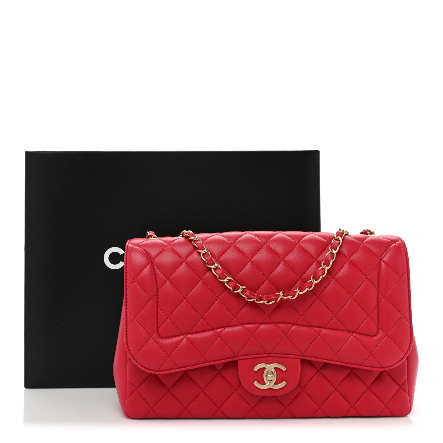 Chanel Lambskin Quilted Jumbo Mademoiselle Chic Flap Red 13 of 13
