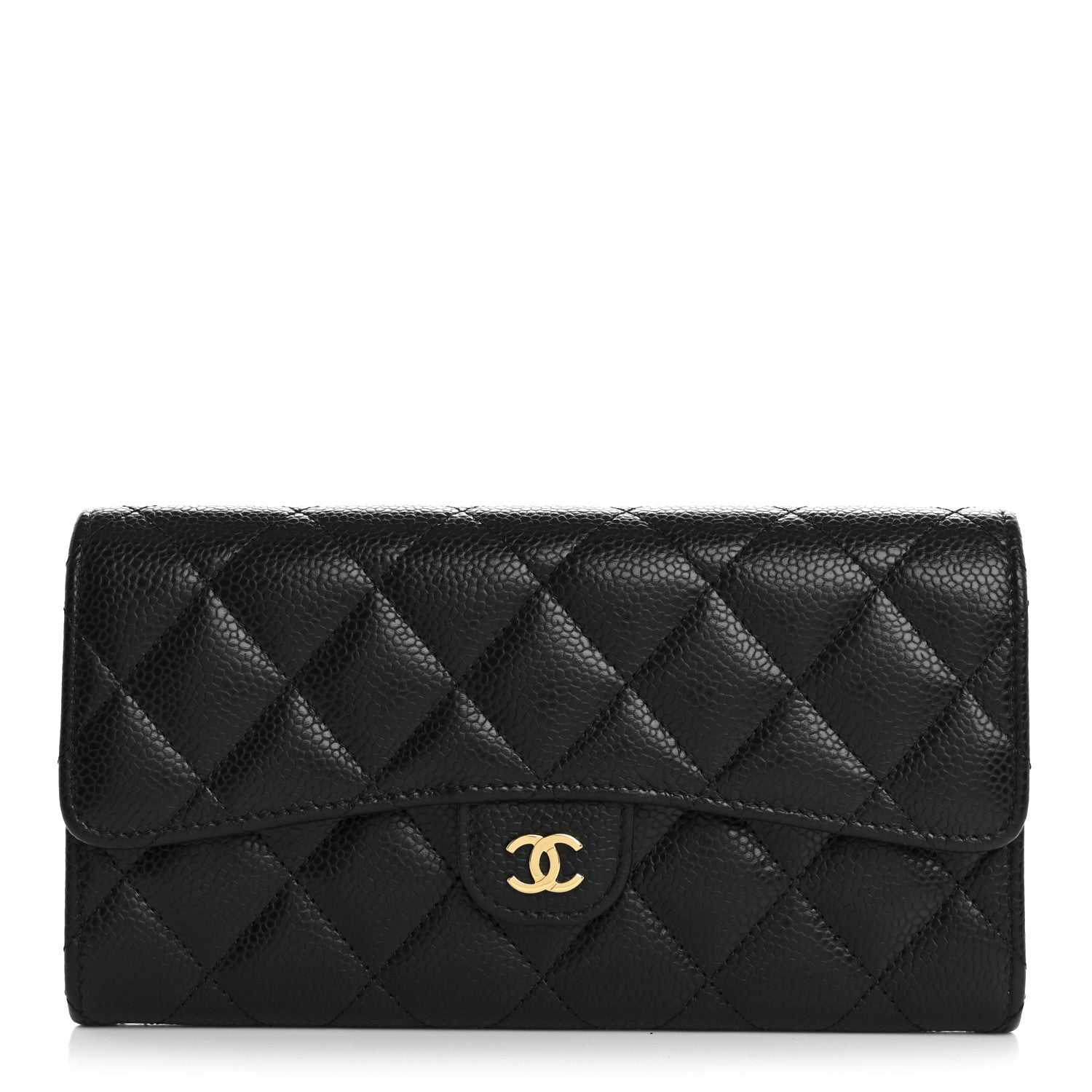 Chanel Caviar Quilted Large Gusset Flap Wallet Black 1 of 8