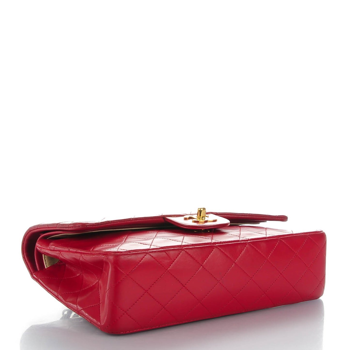 Lambskin Quilted Medium Double Flap Red