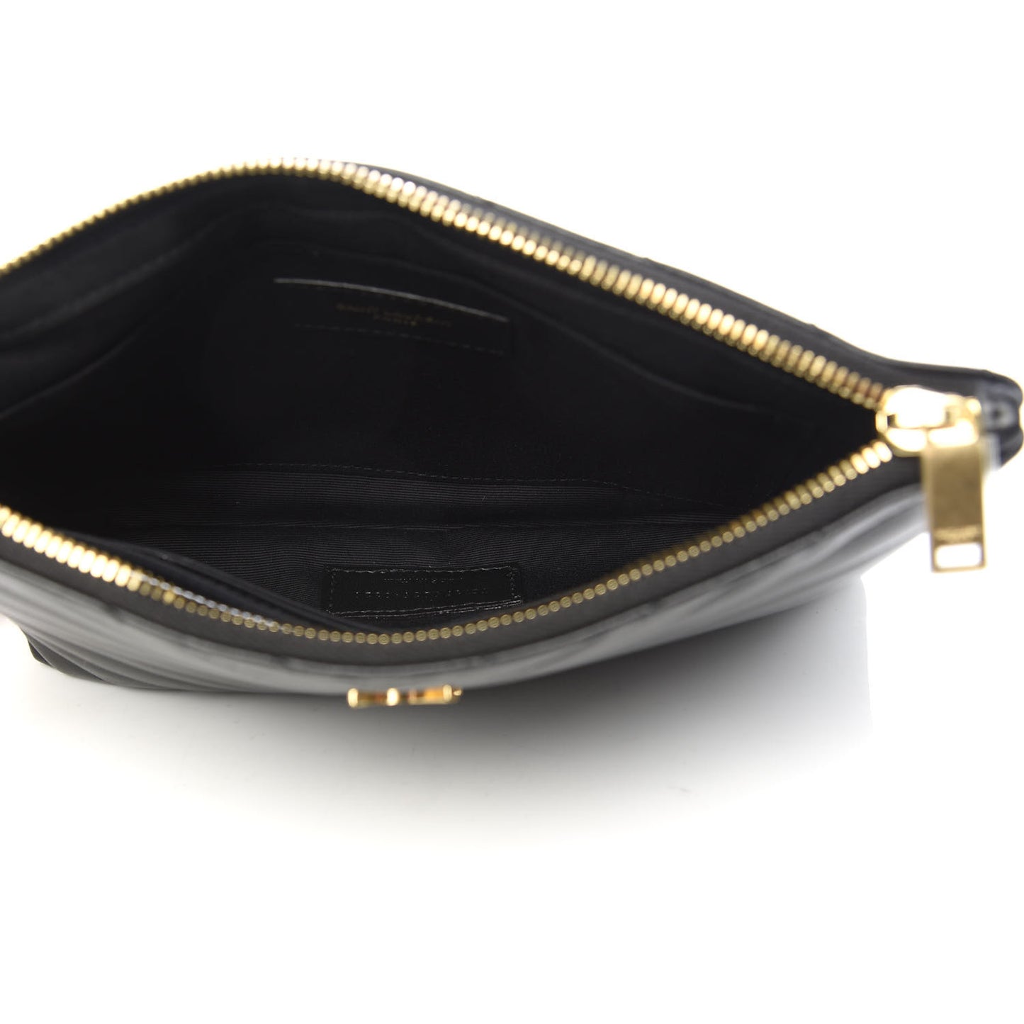 Calfskin Matelasse Chevron Monogram A5 Wristlet Black