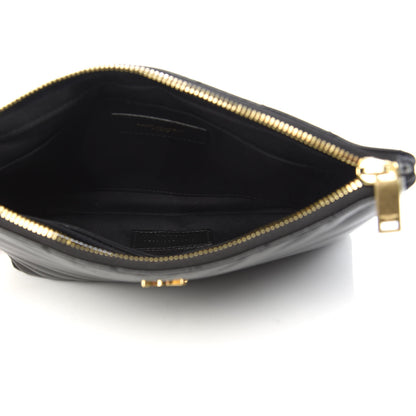 Saint Laurent Calfskin Matelasse Chevron Monogram A5 Wristlet Black 5 of 7