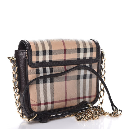 Burberry Haymarket Check Mini Tassel Crossbody Bag Chocolate 2 of 12