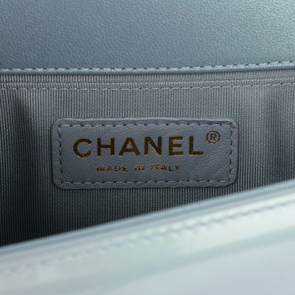Chanel Iridescent Patent Calfskin Quilted Medium Boy Flap Light Blue 6 of 7
