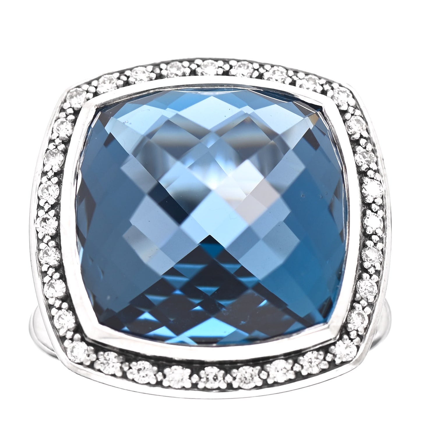 Sterling Silver Diamond Hampton Blue Topaz 17mm Albion Ring 51 5.75