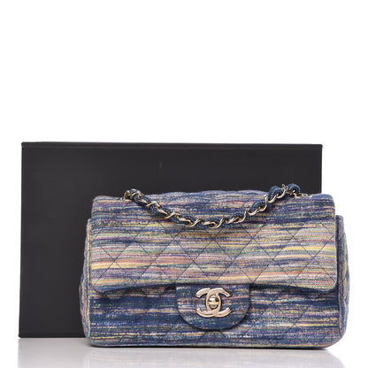 Chanel Denim Mini Rectangular Flap Bag Navy Yellow Purple Green 10 of 10