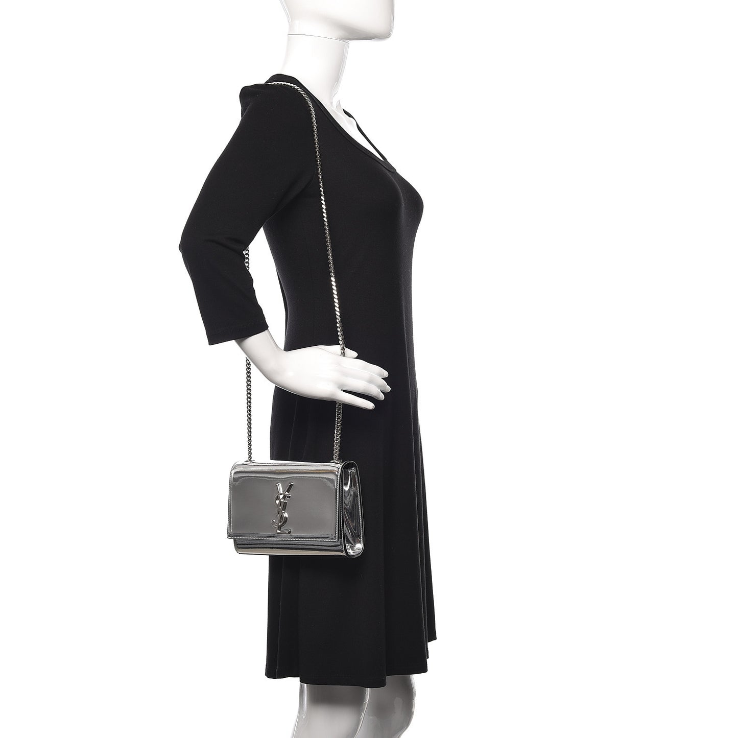 Patent Small Monogram Kate Satchel Silver