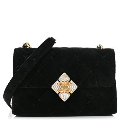 Chanel Velvet Strass Diamond Lock Flap Black 1 of 11