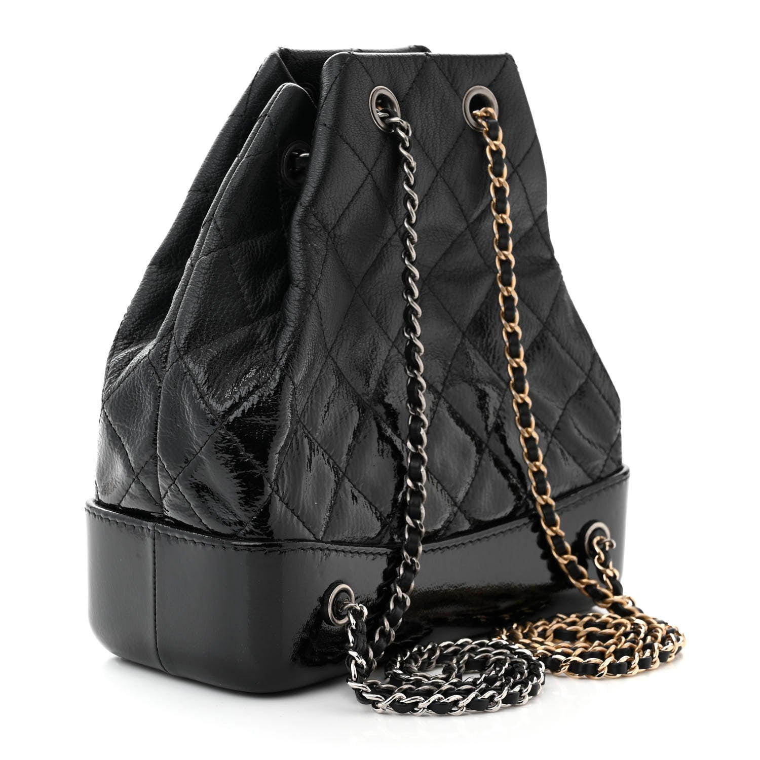 Chanel Patent Goatskin Quilted Small Gabrielle Backpack Black 3 of 11