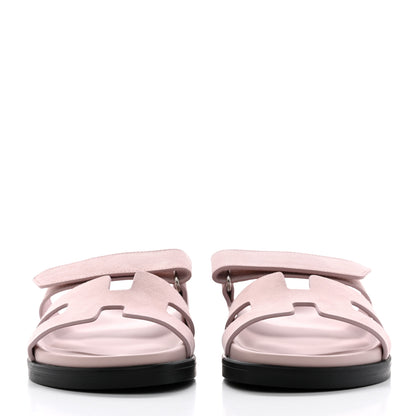 Hermes Suede Goatskin Womens Chypre Sandals 36 Rose Porcelaine 2 of 9