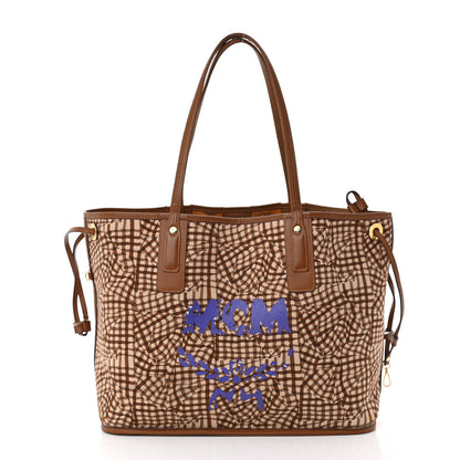 MCM Visetos Medium Liz Reversible Shopper Tote Cognac 3 of 15