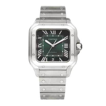 Cartier Stainless Steel 39.8mm Santos De Cartier Automatic Watch Green 1 of 5