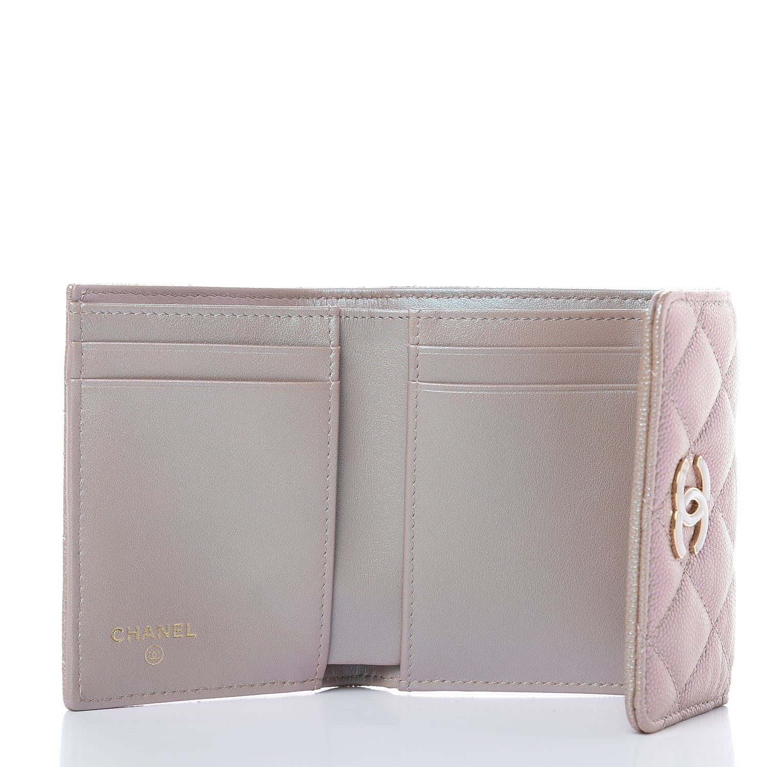 Chanel Iridescent Caviar Quilted Small Flap Wallet Beige 5 of 8