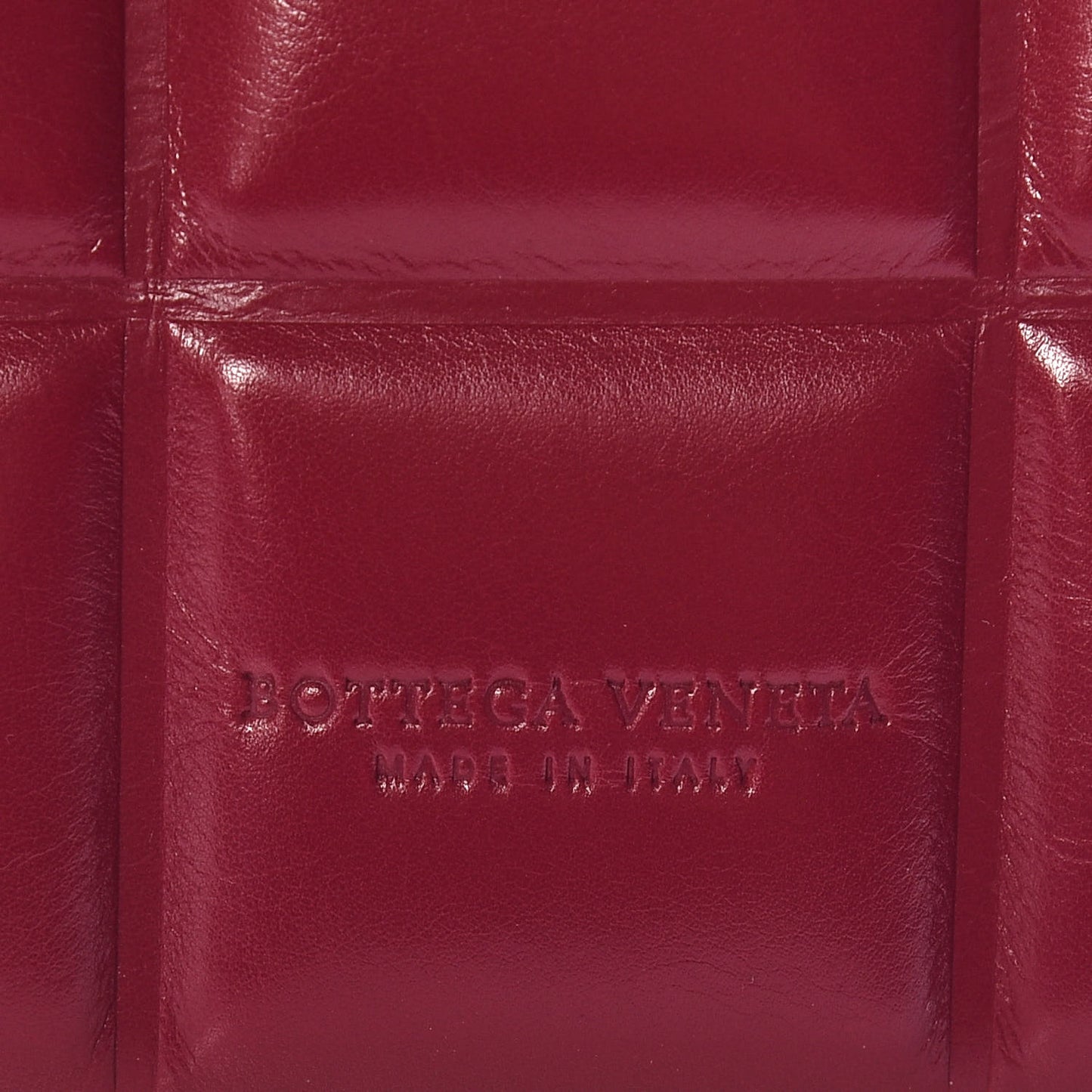 BOTTEGA VENETA Calfskin Padded Paper Mini Zip Wallet Amaranto