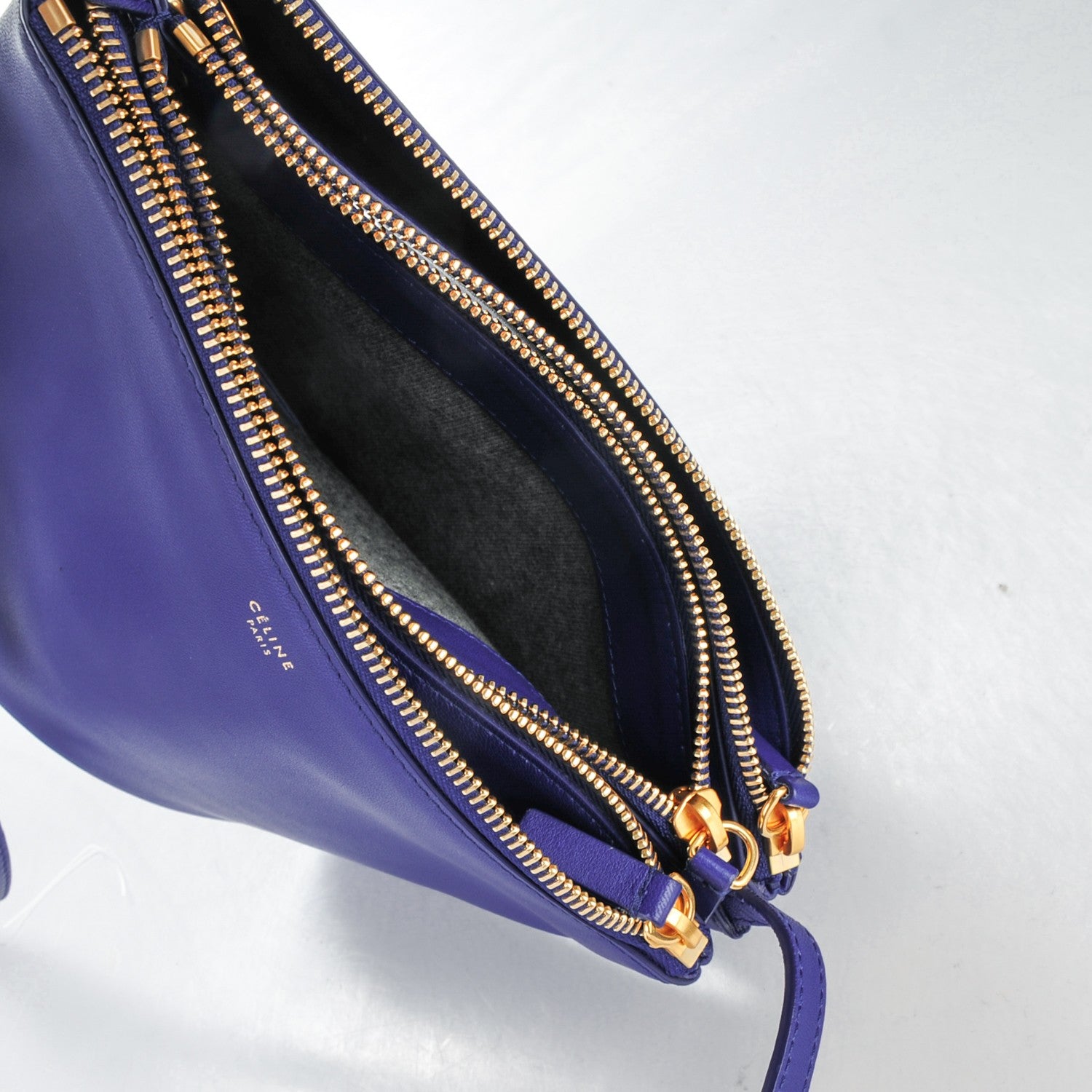 Celine Lambskin Small Trio Crossbody Bag Violet Blue 5 of 7