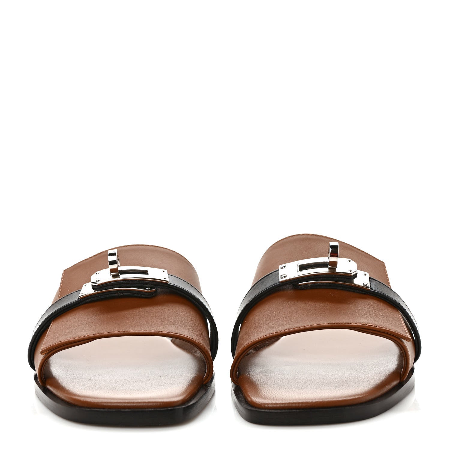 Hermes Calfskin Giulia Sandals 36 Naturel Black 2 of 9