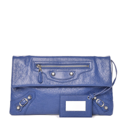 Balenciaga Agneau Giant 12 Silver Hardware Envelope Clutch Bleuette 1 of 12