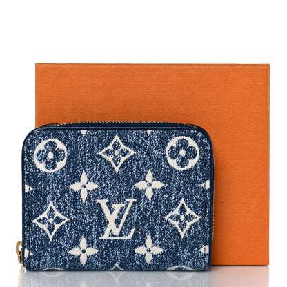 Louis Vuitton Denim Monogram Jacquard Zippy Coin Purse Bleu 9 of 9
