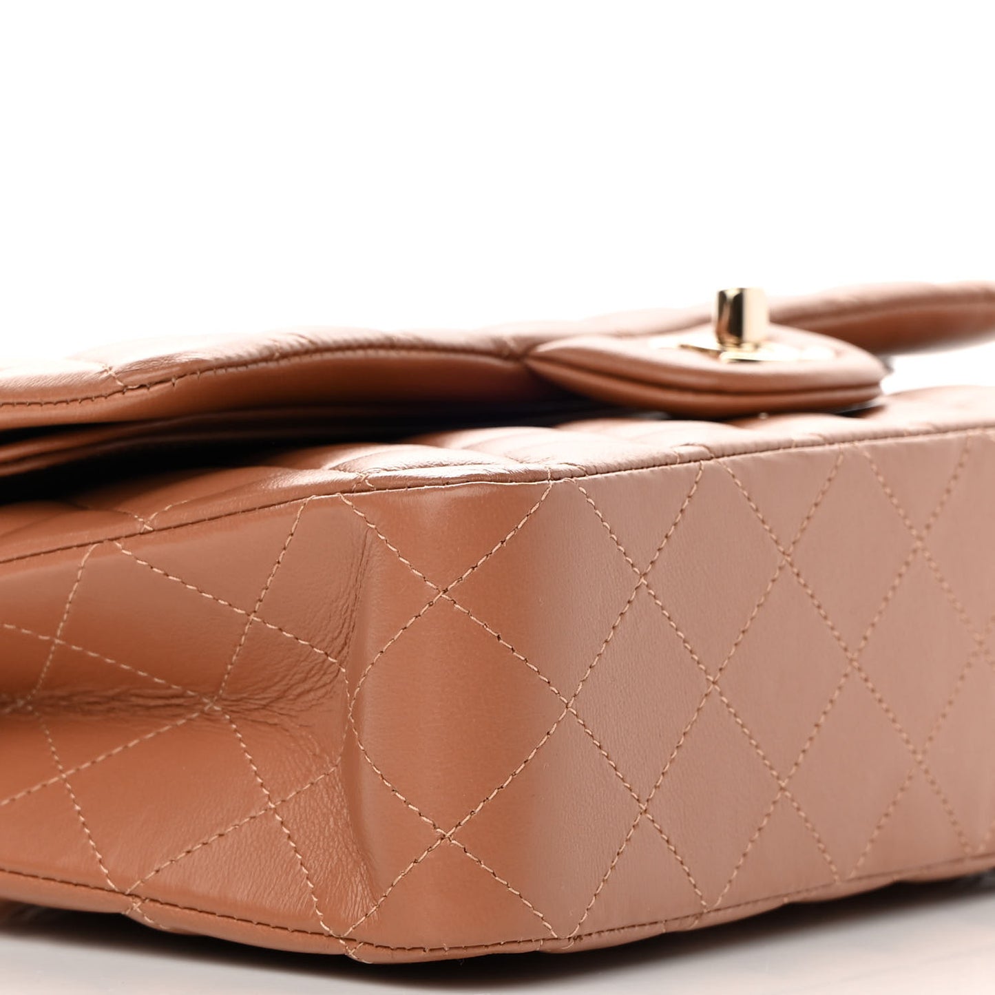 Lambskin Quilted Medium Double Flap Brown