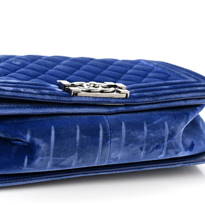 Chanel Velvet Quilted Medium Boy Flap Blue 11 of 13
