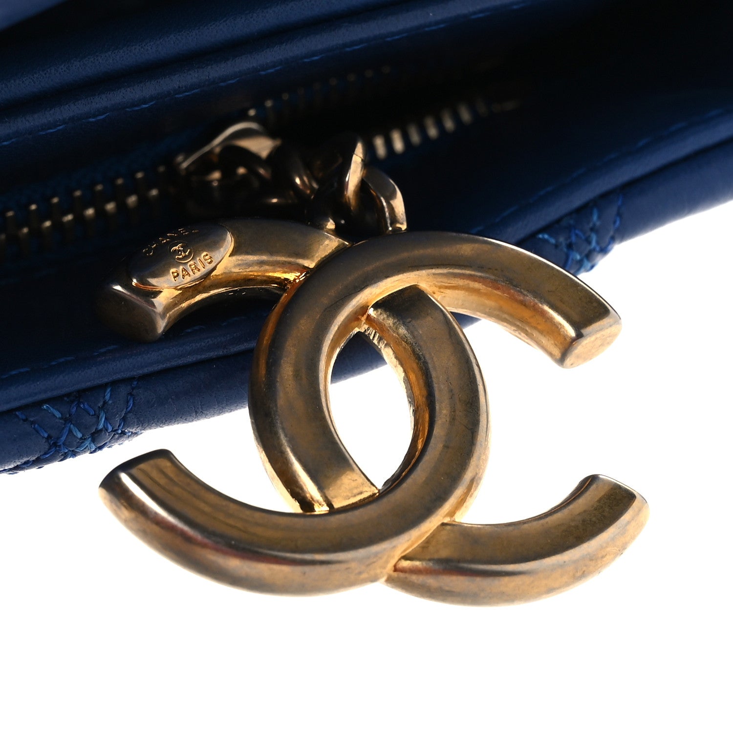 Chanel Calfskin Stitched Thin City Clutch Blue 15 of 16