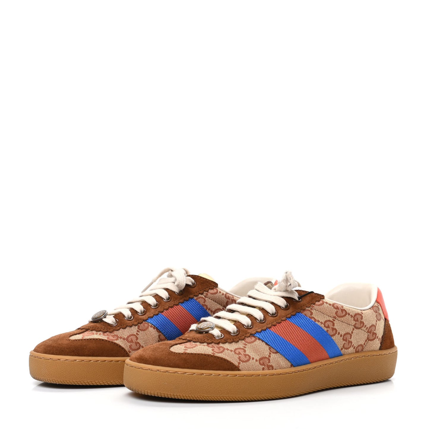 GG Monogram Suede Web Mens G74 Sneakers 7 Beige Ruggine Cuir