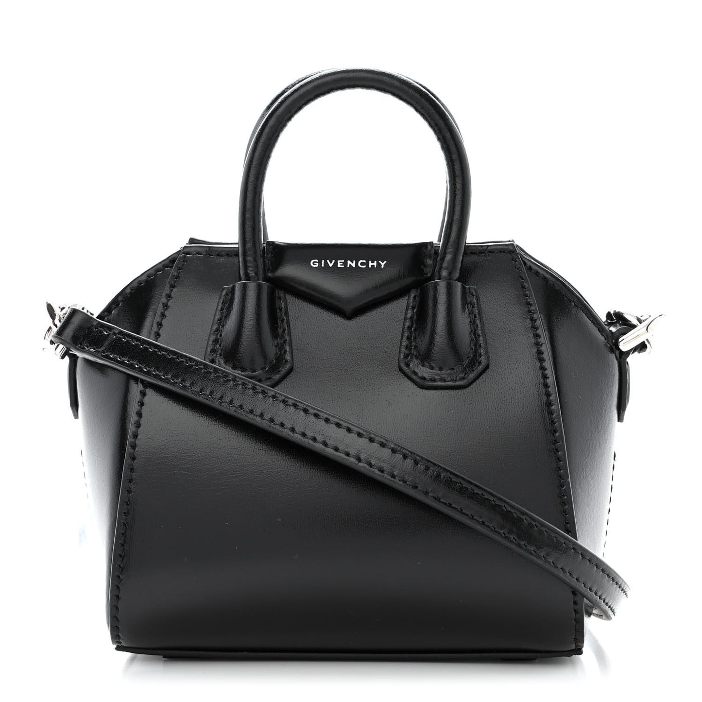 Shiny Lord Calfskin Micro Antigona Black
