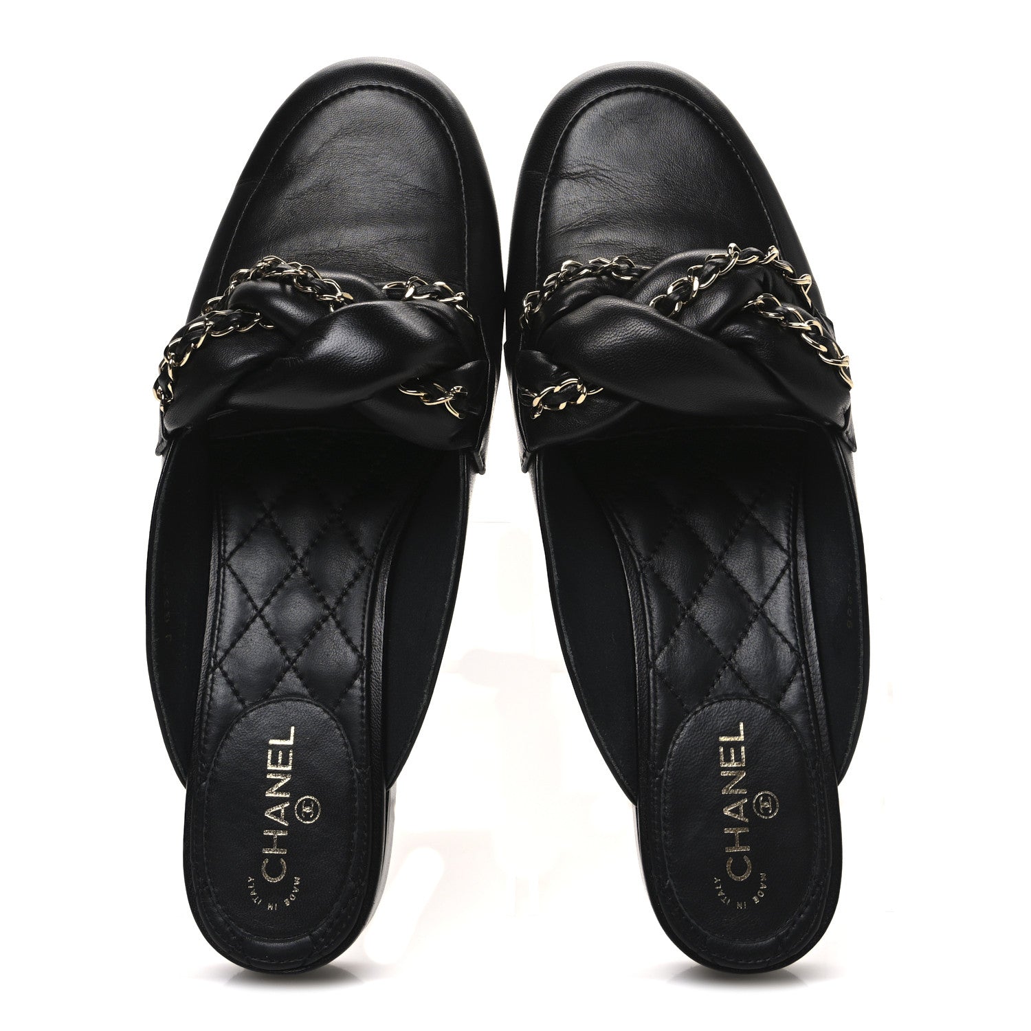 Chanel Lambskin Chain Braided CC Mules 39 Black 2 of 10