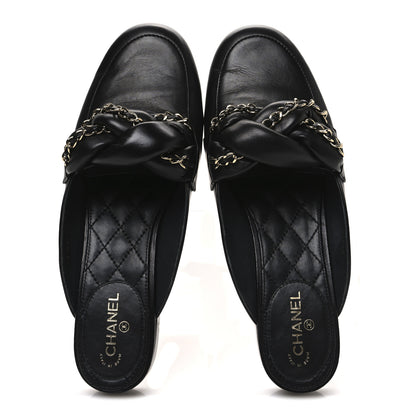 Chanel Lambskin Chain Braided CC Mules 39 Black 2 of 10