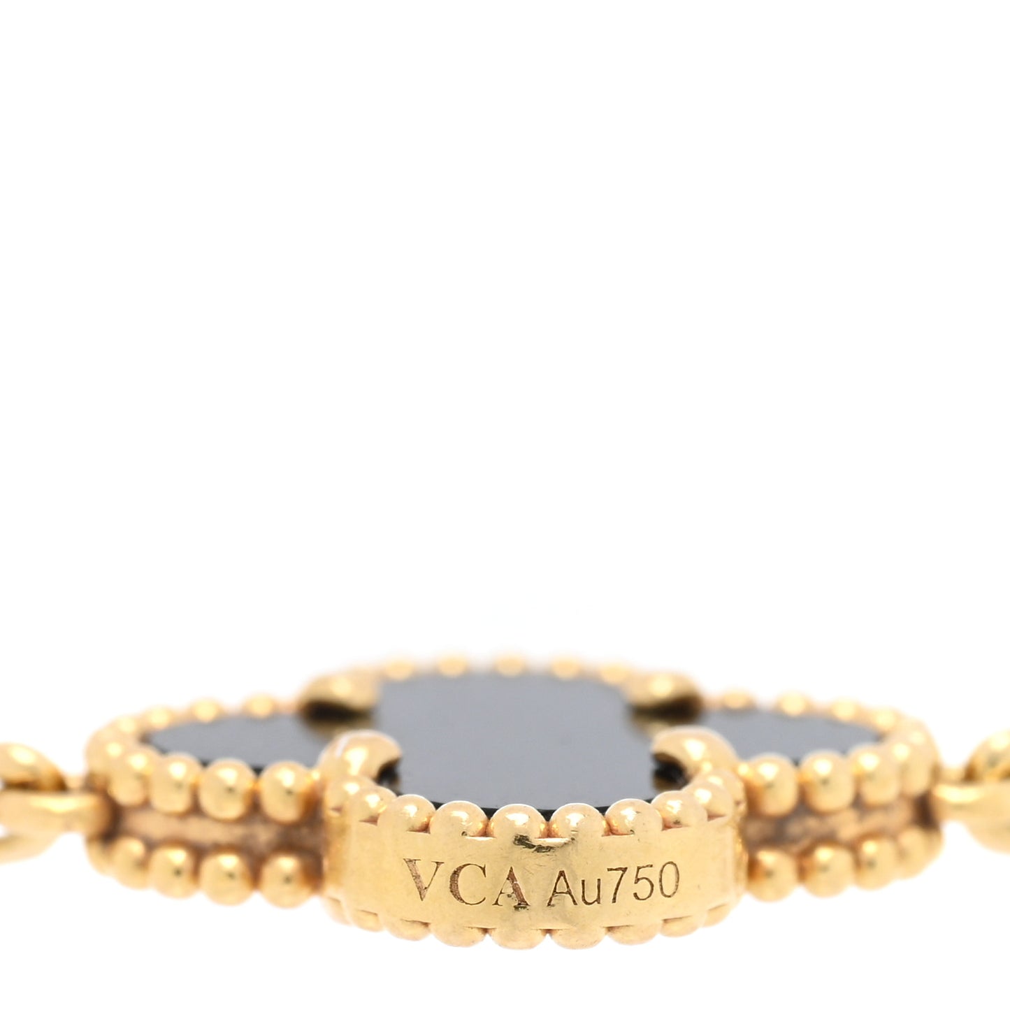 18K Yellow Gold Black Onyx 5 Motifs Vintage Alhambra Bracelet