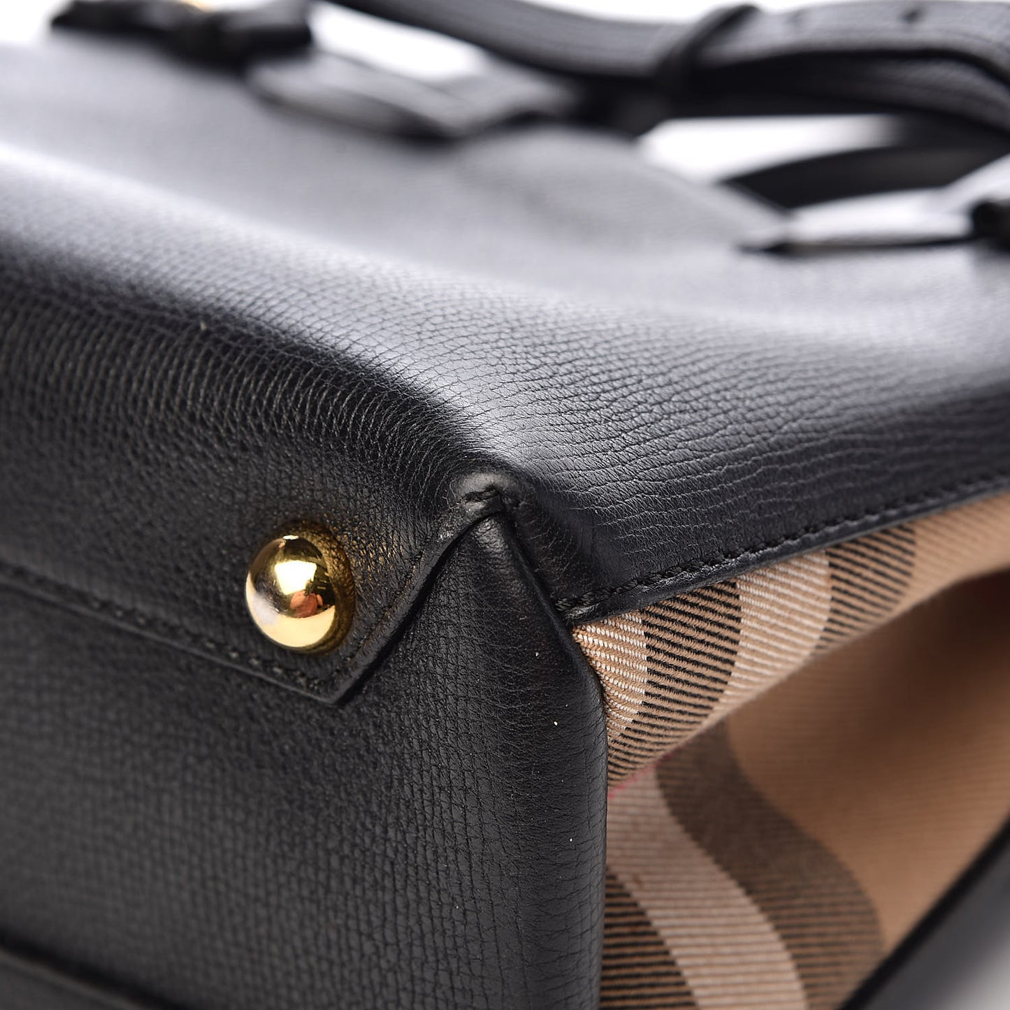 Grainy Calfskin House Check Small Banner Tote Black