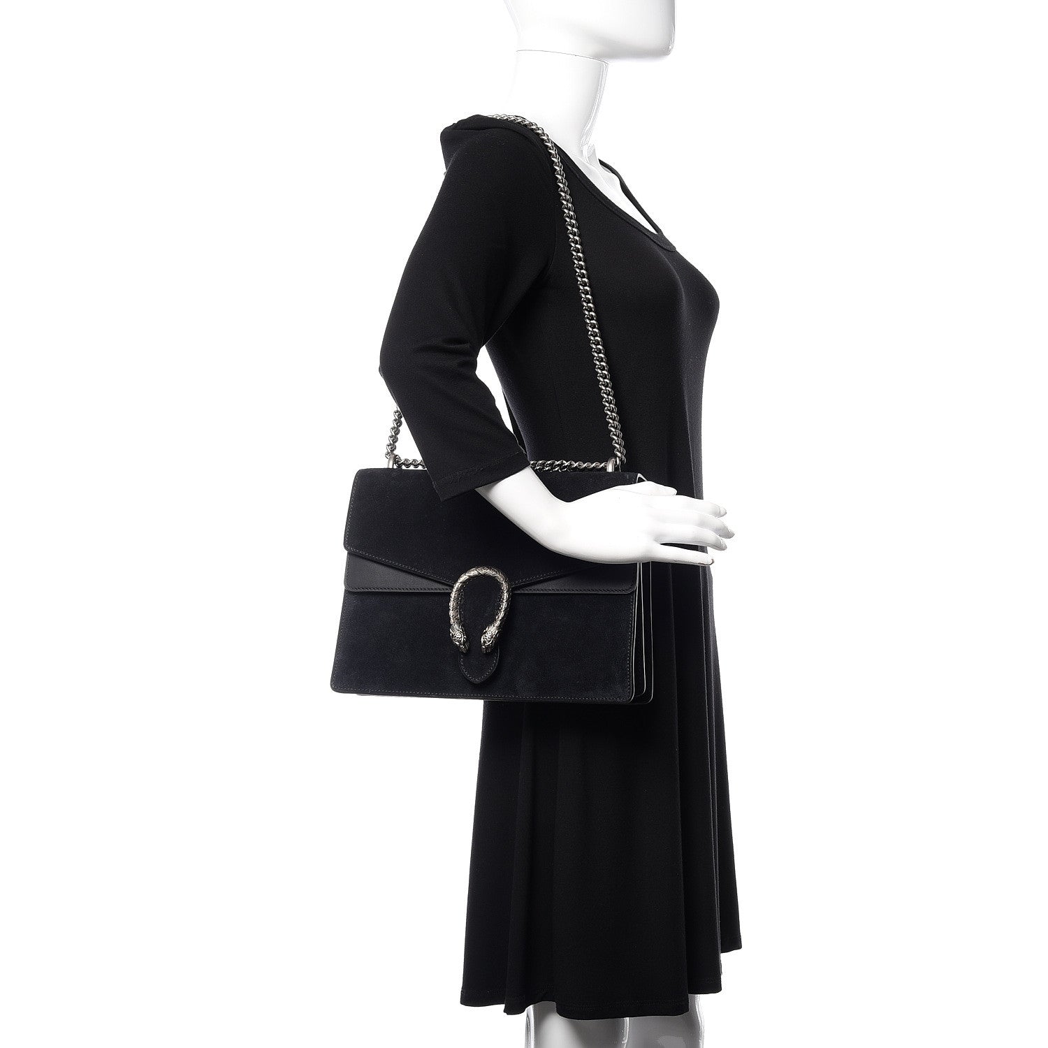Gucci Suede Medium Dionysus Shoulder Bag Black 2 of 11