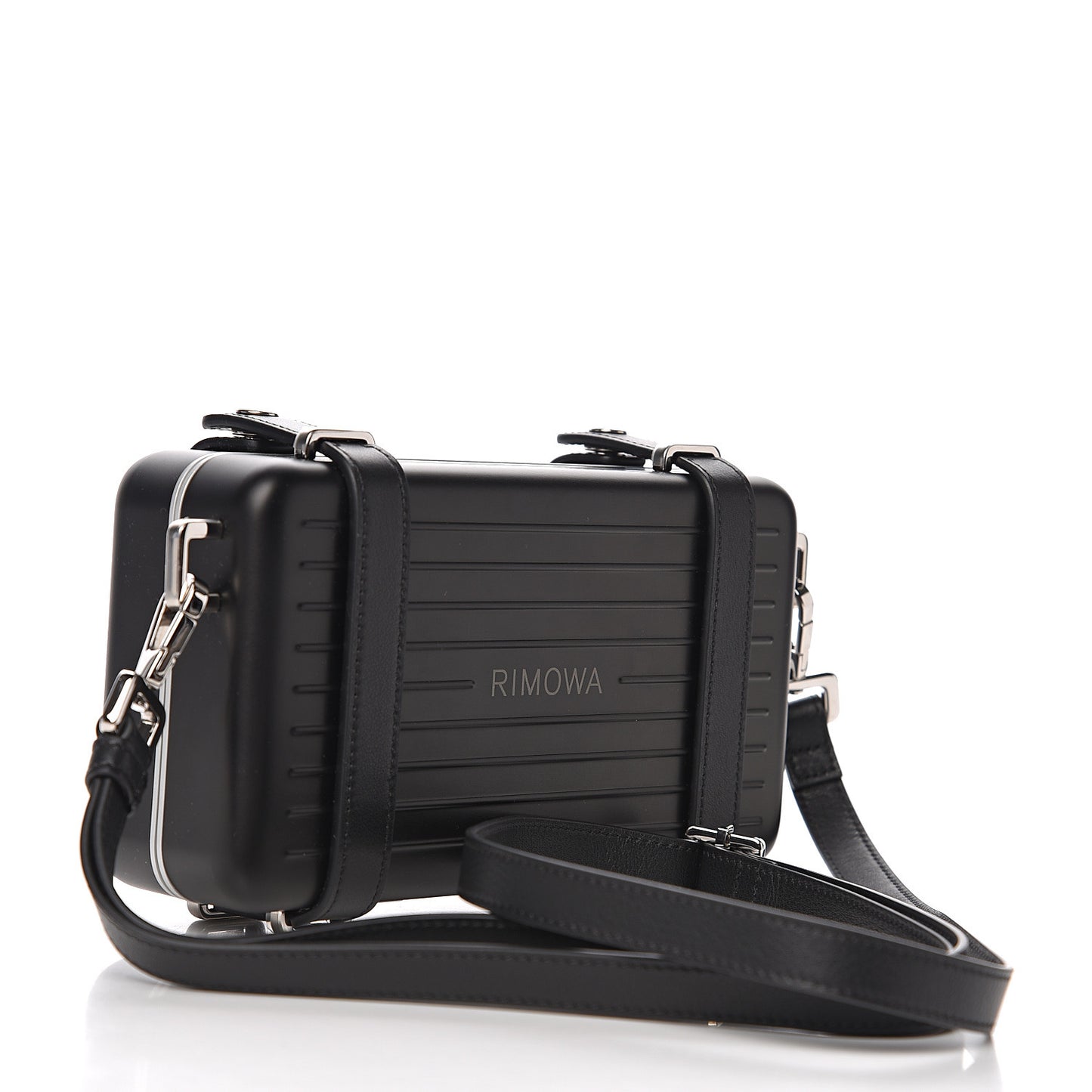 X RIMOWA Aluminum Personal Clutch On Strap Black