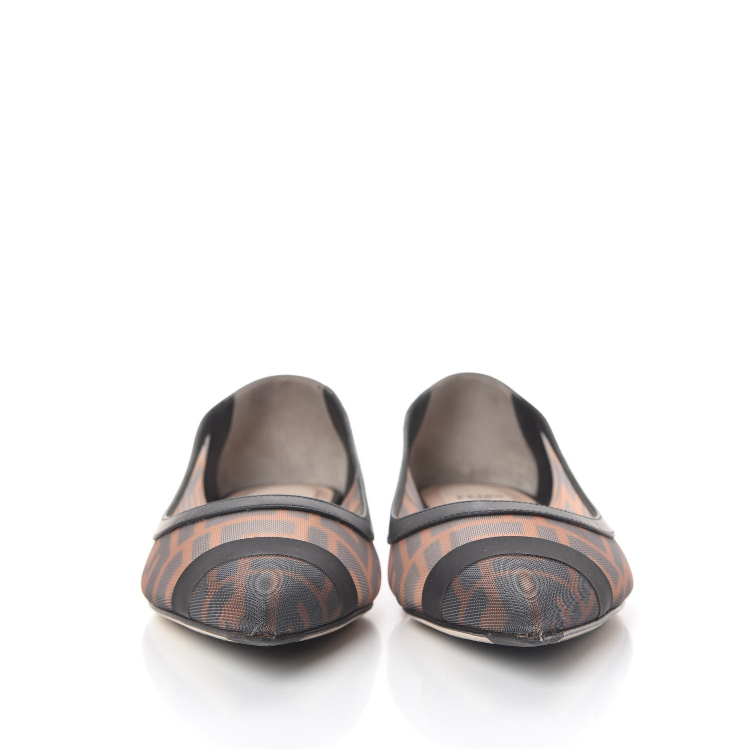 Fendi Mesh FF Skimmer Ballerina Flats 39.5 Tobacco Moro Black 3 of 12