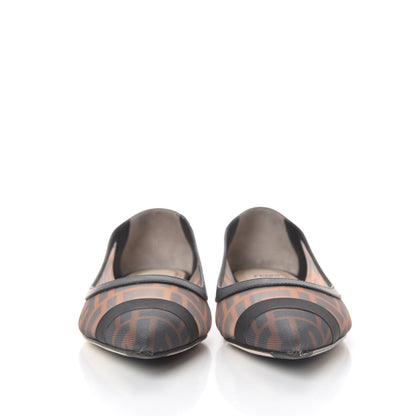 Fendi Mesh FF Skimmer Ballerina Flats 39.5 Tobacco Moro Black 3 of 12