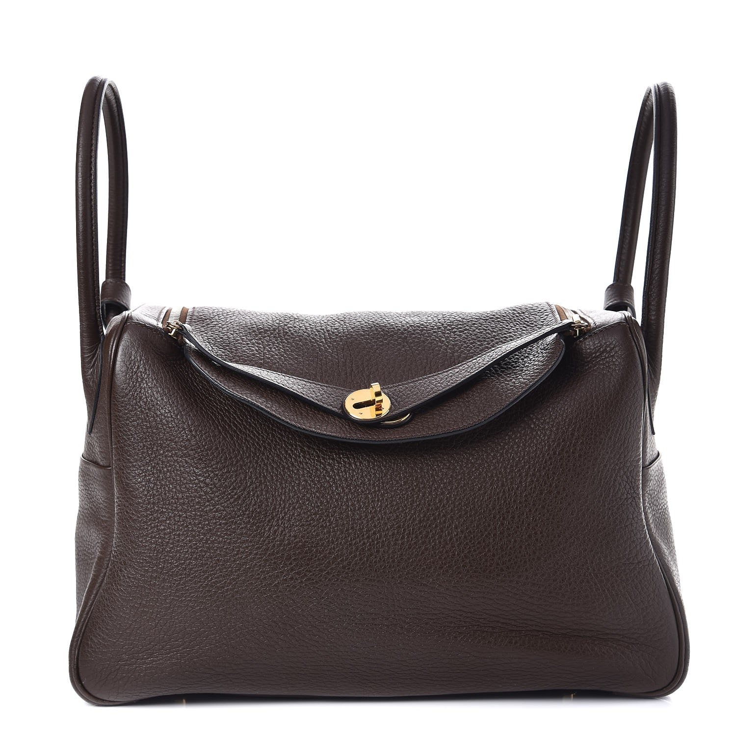 Hermes Taurillon Clemence Lindy 34 Chocolate 1 of 12
