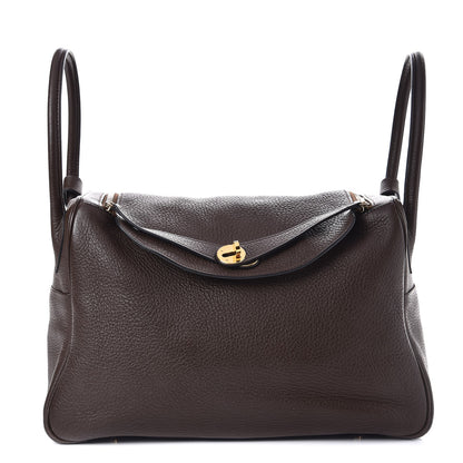 Hermes Taurillon Clemence Lindy 34 Chocolate 1 of 12