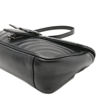 Gucci Calfskin Matelasse Monochrome Medium GG Marmont Shoulder Bag Black 9 of 10