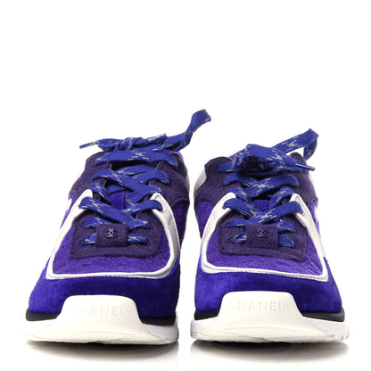 Chanel Suede Tweed Felt CC Sneakers 39 Purple 2 of 10