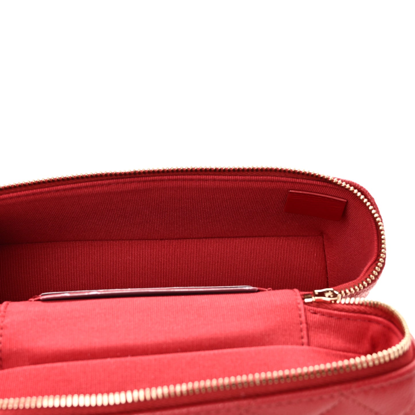 Caviar Quilted Top Handle Slim Vanity With Chain Red