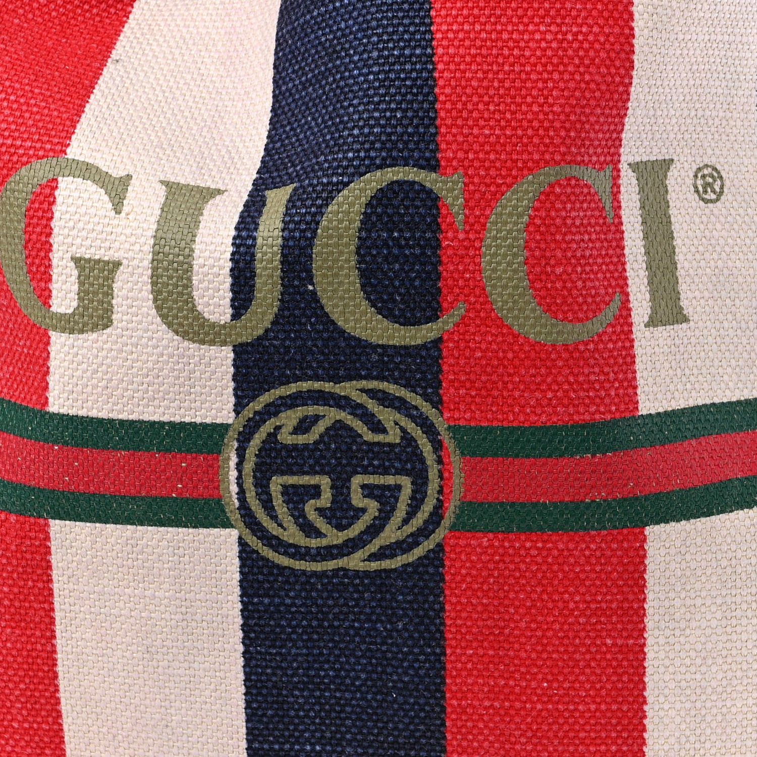 Gucci Canvas Logo Sylvie Stripe Drawstring Backpack Red 8 of 10