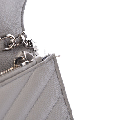 Saint Laurent Grain De Poudre Matelasse Chevron Monogram Envelope Chain Wallet Fog 14 of 14