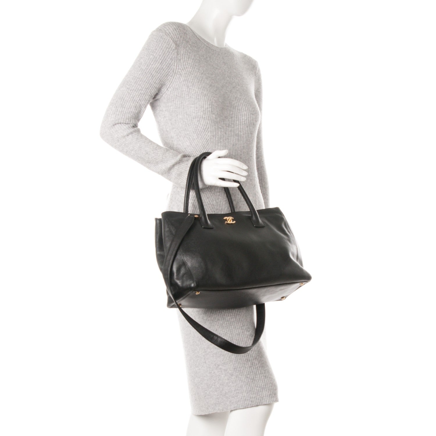 Chanel Calfskin Cerf Executive Shopper Tote Black 2 of 8