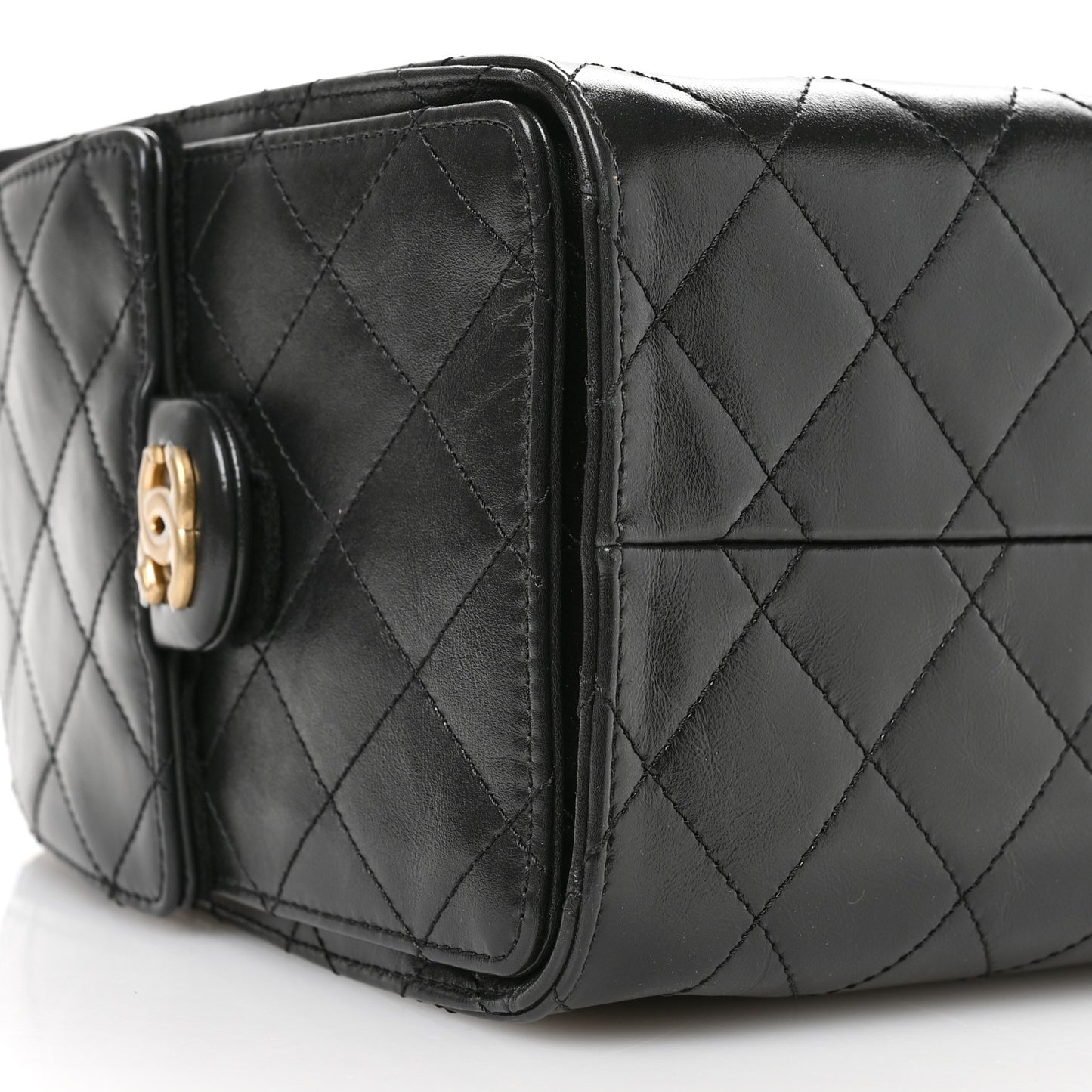 Shiny Crumpled Calfskin Quilted Small Chanel 25 Handbag Black