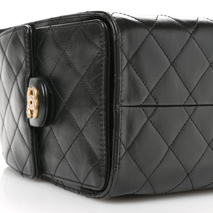 Chanel Shiny Crumpled Calfskin Quilted Small Chanel 25 Handbag Black 9 of 11