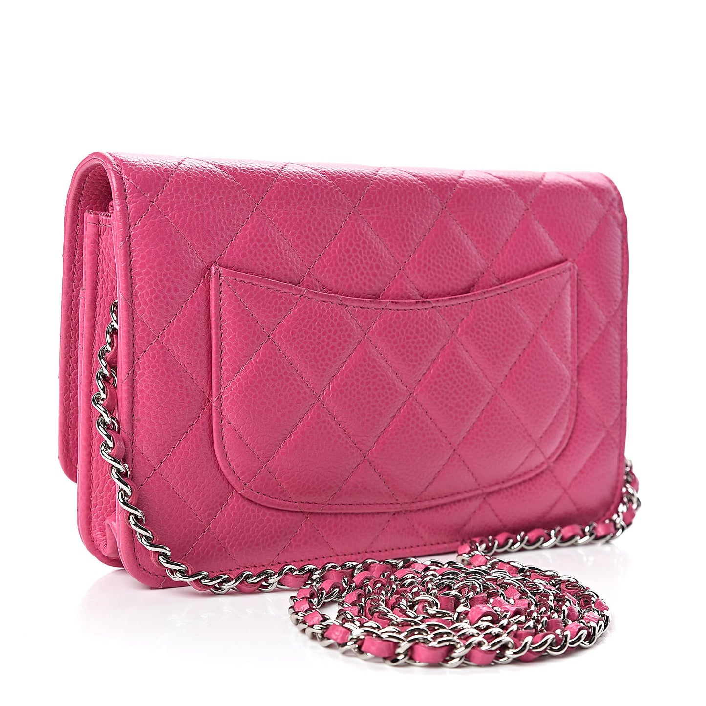 Caviar Quilted Wallet on Chain WOC Pink