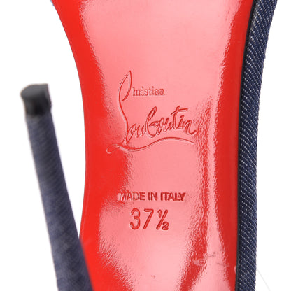 Christian Louboutin Denim PVC Jonatina 100 Sandals 37.5 Blue Transparent 9 of 14