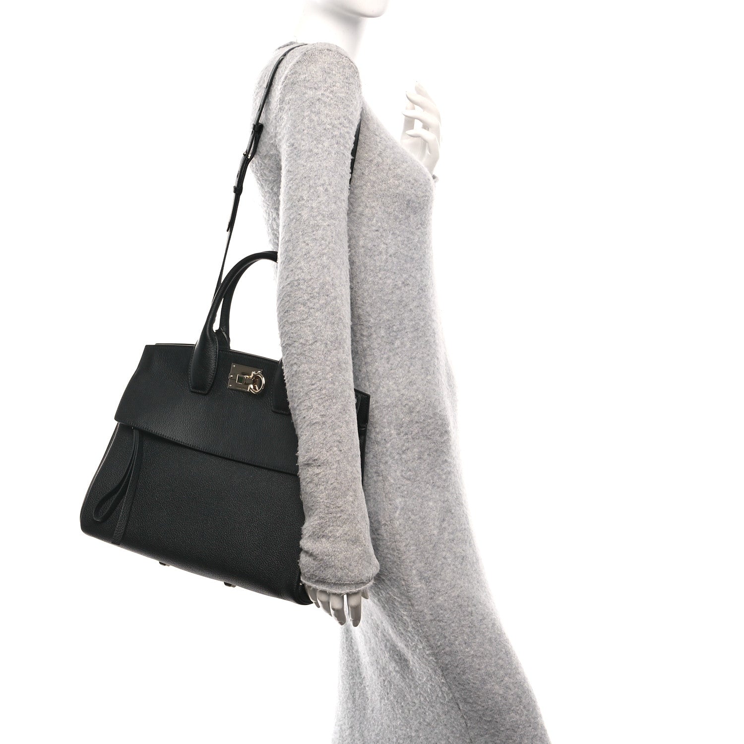 Salvatore Ferragamo Calfskin Large The Studio Bag Black 2 of 10