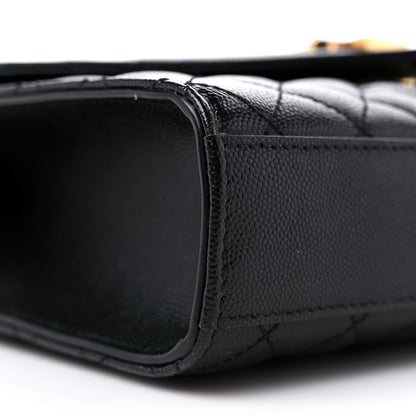 Saint Laurent Grain De Poudre Textured Mixed Matelasse Triquilt Medium Monogram Satchel Black 8 of 9