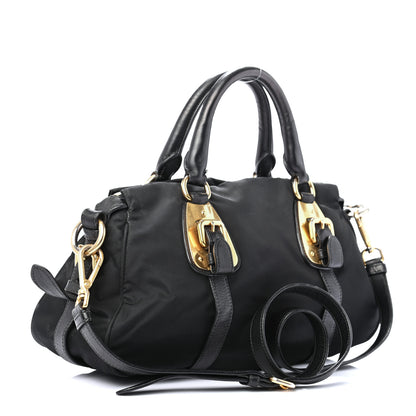 Prada Tessuto Nylon Soft Calfskin Shopping Satchel Black 3 of 8